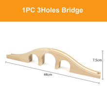 Load image into Gallery viewer, Beech Wooden Train Track Railway Bridge Tunnel Accessories Fit for Brio Wood Train Pieces Educational Toys for Children Gifts