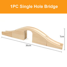Load image into Gallery viewer, Beech Wooden Train Track Railway Bridge Tunnel Accessories Fit for Brio Wood Train Pieces Educational Toys for Children Gifts