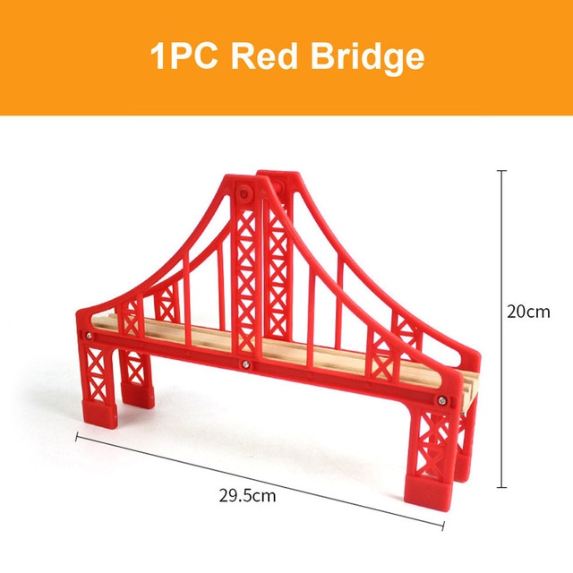 Toyvian Wooden Train Bridge Model, Multi Level Support Risers Train Track Tunnel Bridge Truss Model Cross Railway Risers Toys Train Scene