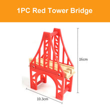Load image into Gallery viewer, Beech Wooden Train Track Railway Bridge Tunnel Accessories Fit for Brio Wood Train Pieces Educational Toys for Children Gifts