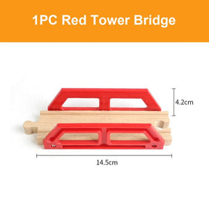 Beech Wooden Train Track Railway Bridge Tunnel Accessories Fit for Brio Wood Train Pieces Educational Toys for Children Gifts