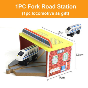Beech Wooden Train Track Railway Bridge Tunnel Accessories Fit for Brio Wood Train Pieces Educational Toys for Children Gifts