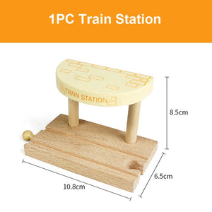 Beech Wooden Train Track Railway Bridge Tunnel Accessories Fit for Brio Wood Train Pieces Educational Toys for Children Gifts