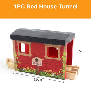 Beech Wooden Train Track Railway Bridge Tunnel Accessories Fit for Brio Wood Train Pieces Educational Toys for Children Gifts